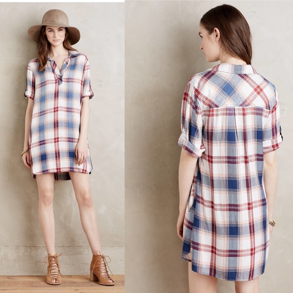 cloth and stone plaid shirt dress